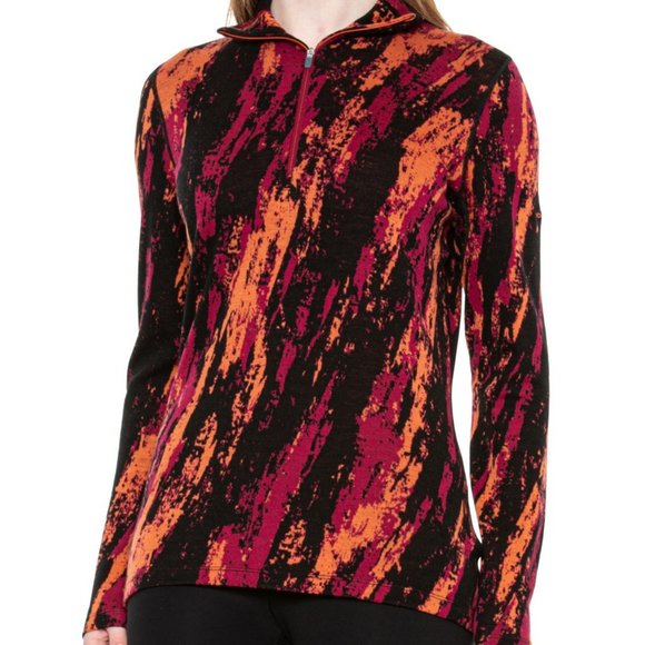 Icebreaker 250 Vertex Base Layer Top 100% Merino Jacquard Zip Neck